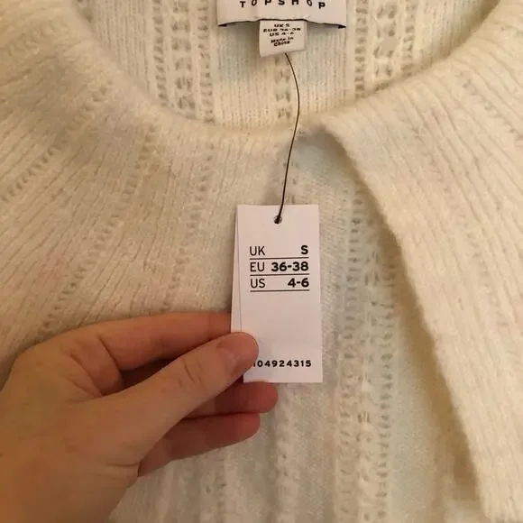 NWT Topshop Knitted Stitch Collar Jumper in Ivory - Picture 10 of 13